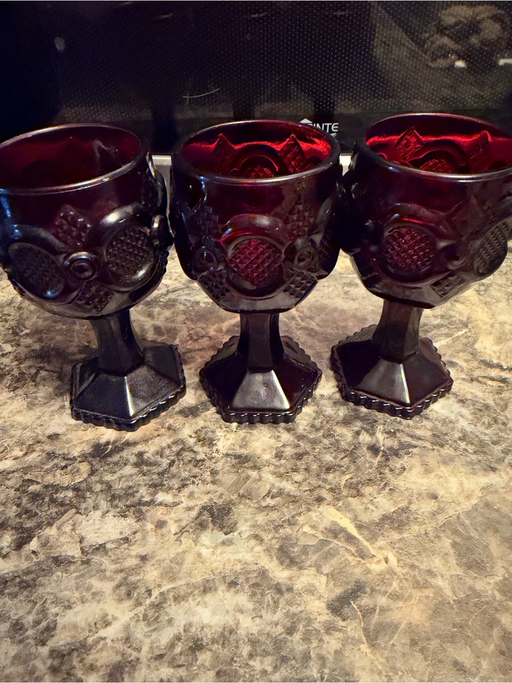 Vintage-Style Avon Ruby Red cape cod Goblets - Set of 3